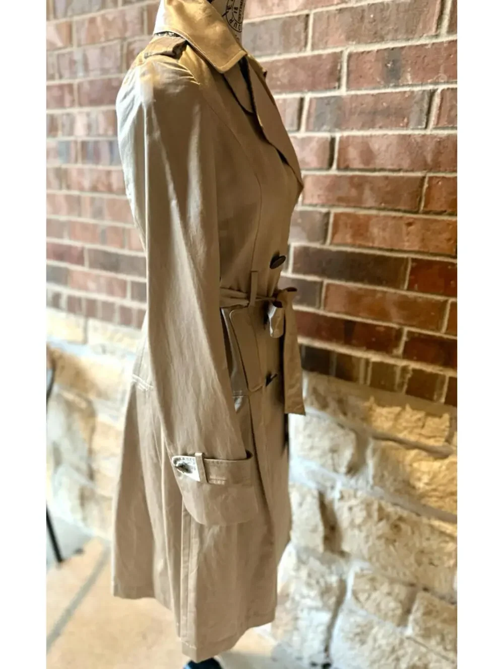 Badgley Mischka Metallic‎ Champagne Trench Coat Jacket Women’s Size 4